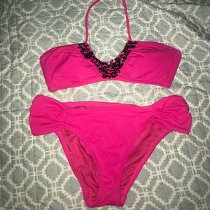 VICTORIA SECRET sz sm two piece hot pink swimsuit